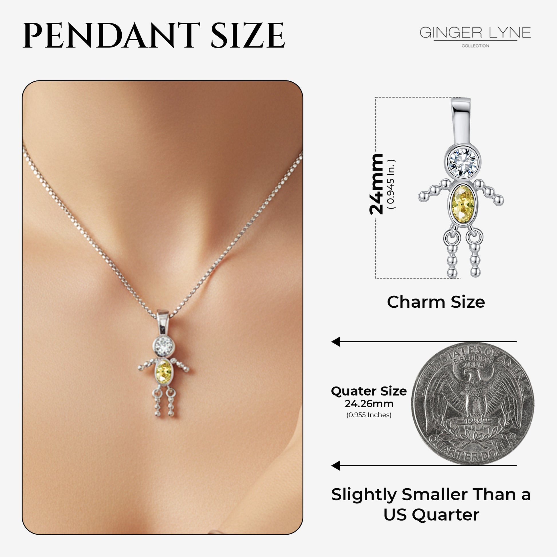 Birthstone Pendant Necklace for Boy Mom or Grandma by Ginger Lyne Sterling Silver CZ Family Birthday Charm - Boy November