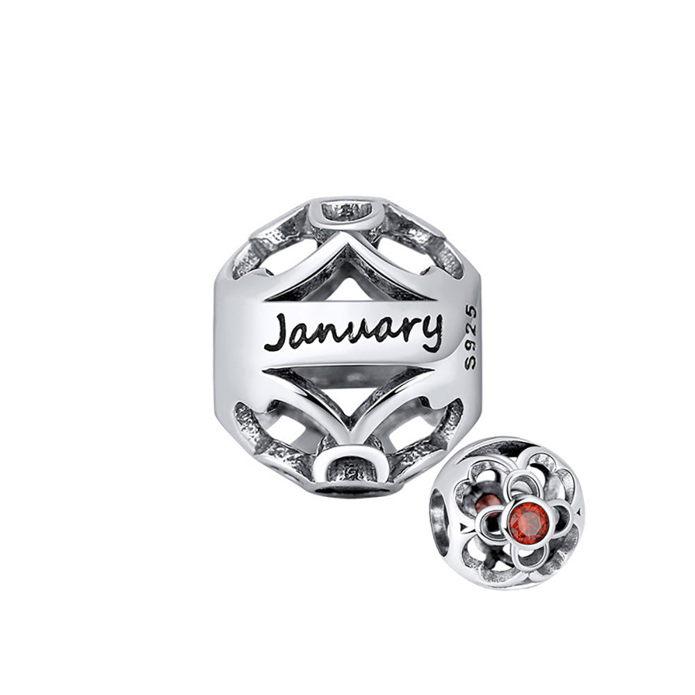 Birthstone Charms for Bracelet Sterling Silver CZ Womens Ginger Lyne Collection - January