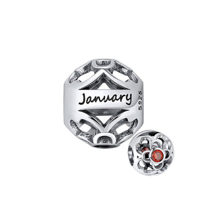 Birthstone Charms for Bracelet Sterling Silver CZ Womens Ginger Lyne Collection - January