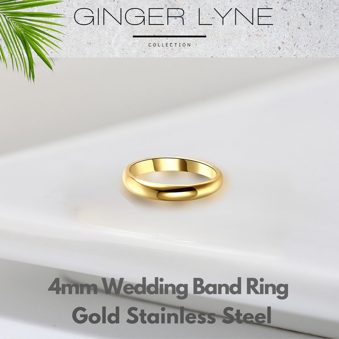 4mm Stainless Steel Wedding Band Ring Women Men Ginger Lyne Collection