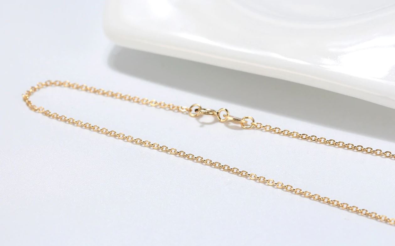 Cable Chain Womens Mens 18 Inch Gold Sterling Silver 1mm Width Ginger Lyne Collection