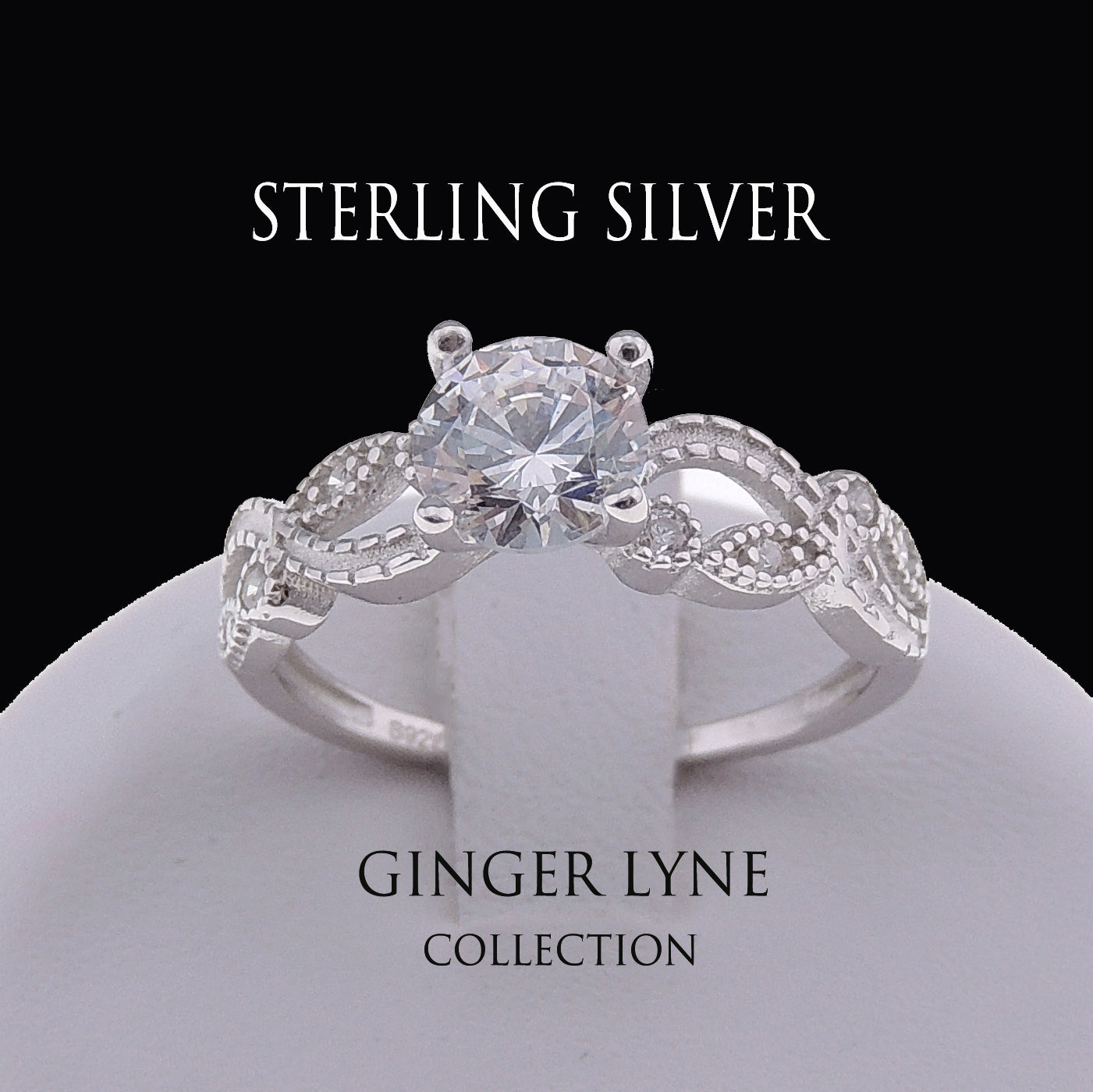 Engagement Ring Sterling Silver Cz Versia Filigree Womens Ginger Lyne Collection - 10