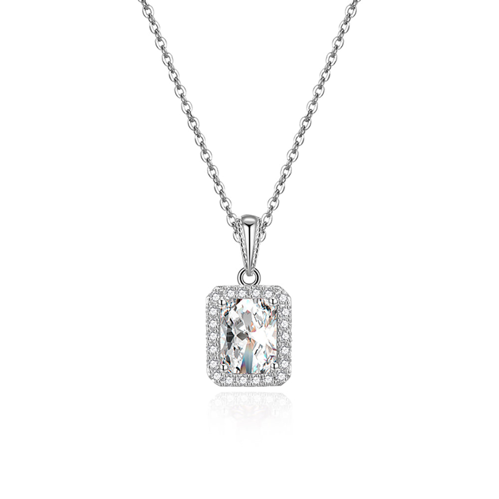 Halo Pendant Necklace for Women Sterling Silver Pink CZ Ginger Lyne Collection - Clear