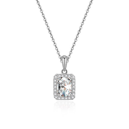 Halo Pendant Necklace for Women Sterling Silver Pink CZ Ginger Lyne Collection - Clear