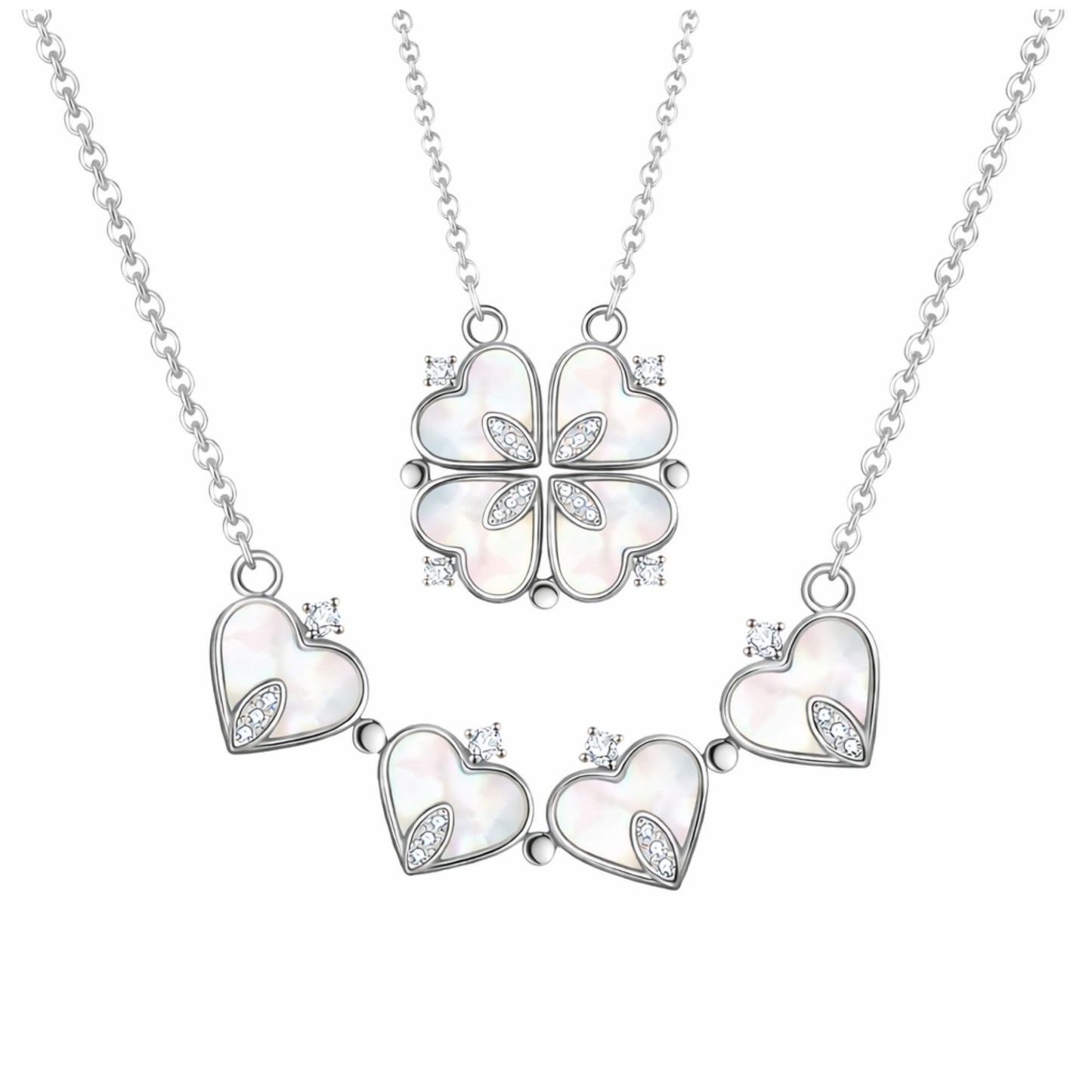 HearttoClover2in1PendantNecklaceforWomenStainlessSteelCZbyGingerLyneCollection_SilverTone-1