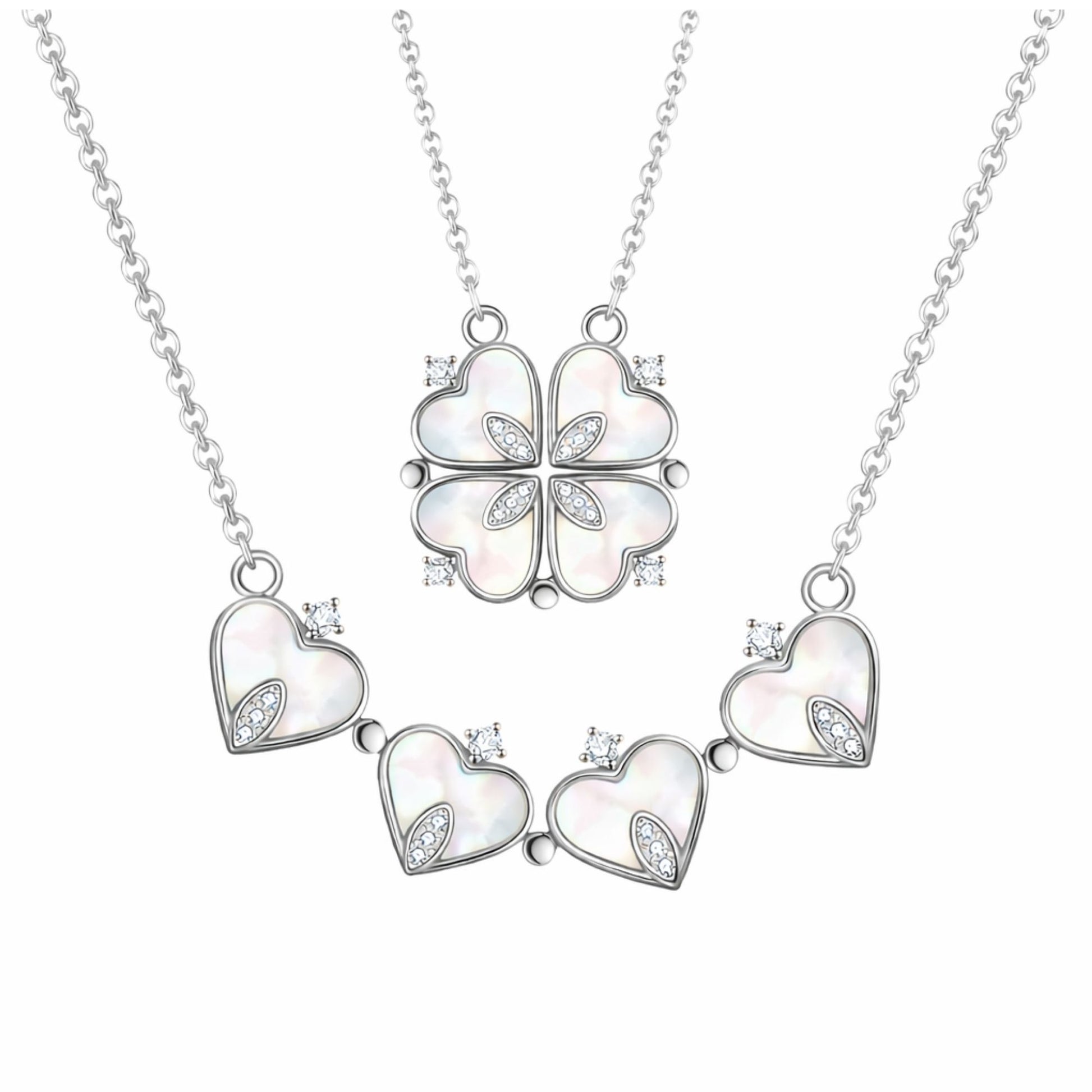 HearttoClover2in1PendantNecklaceforWomenStainlessSteelCZbyGingerLyneCollection_SilverTone-1
