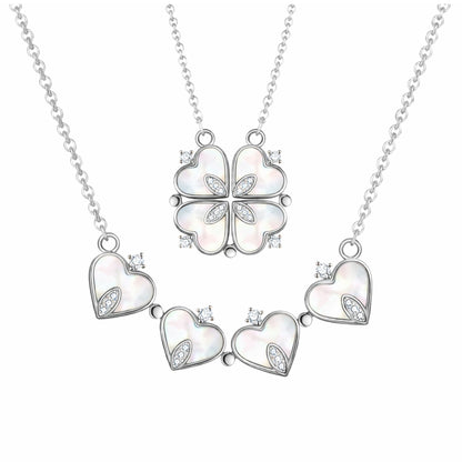 HearttoClover2in1PendantNecklaceforWomenStainlessSteelCZbyGingerLyneCollection_SilverTone-1
