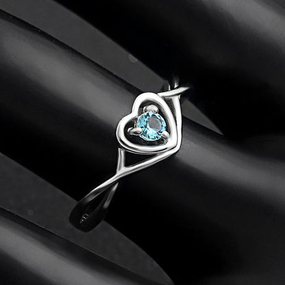 Christine Engagement Ring for Women Promise Heart Birthstone Cz Sterling Silver by Ginger Lyne