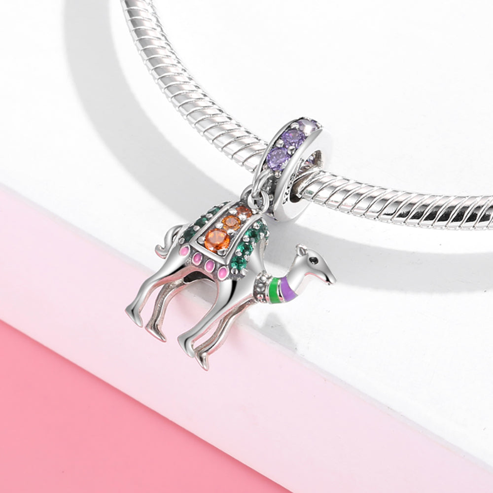 Camel Charm European Bead Multi Color Cz Sterling Silver Ginger Lyne Collection