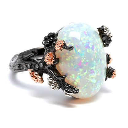 HenriettaBlackTreeBranchGothicInspiredFireOpalEngagementRingforWomenbyGingerLyne_White-1