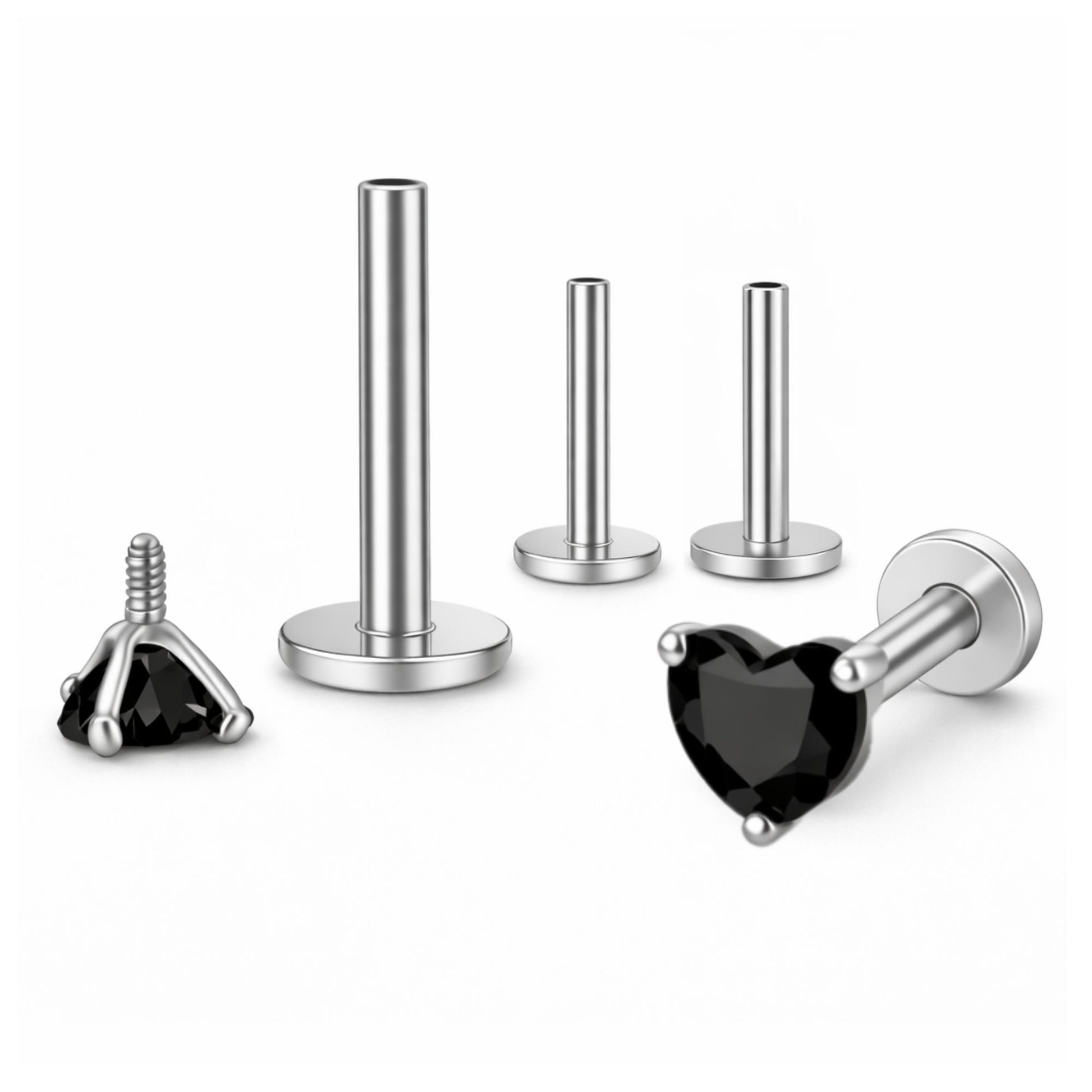 SmallHeartCZSolitaireFlatBackStudEarringsBodyPiercingsbyGingerLyne2SetsPost6mm8mmIncluded_Clear-3