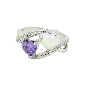 Cora Heart Ring Created Fire Opal Purple Cz Promise Women Ginger Lyne Collection - 6