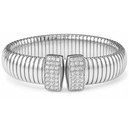 RibbedStretchBangleBraceletforWomenStainlessSteelCubicZirconiaCuffGingerLyneCollection_Gold-2