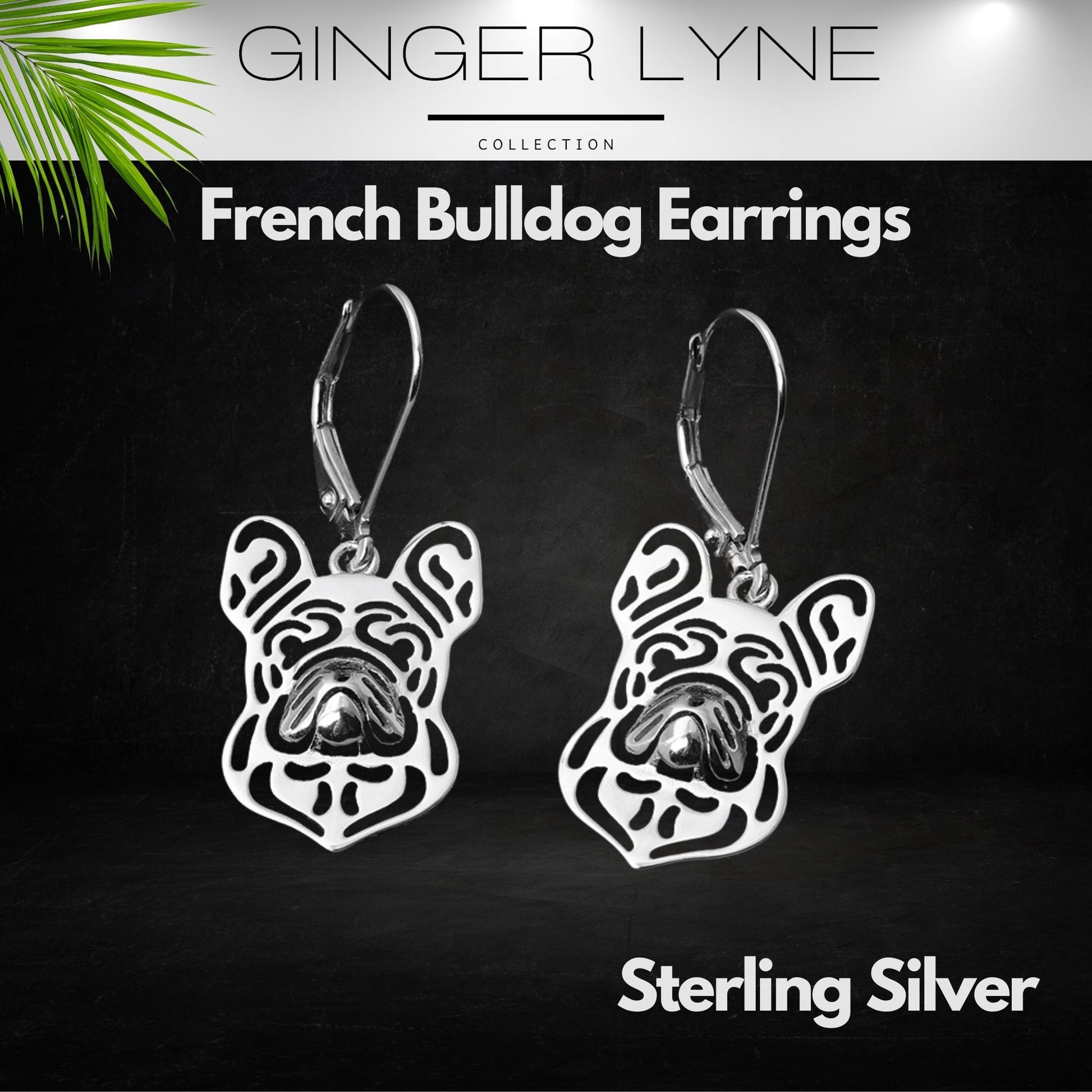 French Bulldog Dog Necklace Earrings or Set for Women Sterling Silver by Ginger Lyne - Earrings