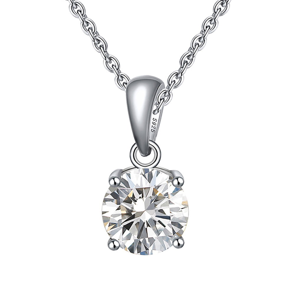 Solitaire Birthstone Necklace for Women Cz Sterling Silver Ginger Lyne Collection - April-clear