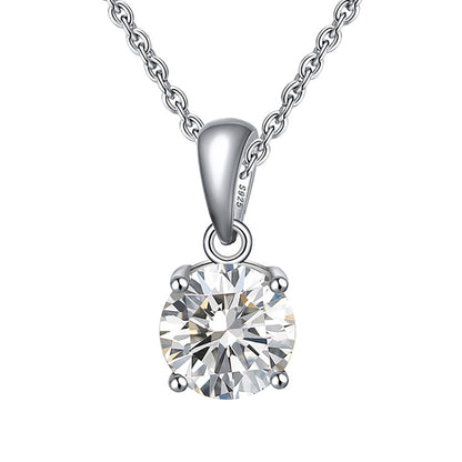 Solitaire Birthstone Necklace for Women Cz Sterling Silver Ginger Lyne Collection - April-clear
