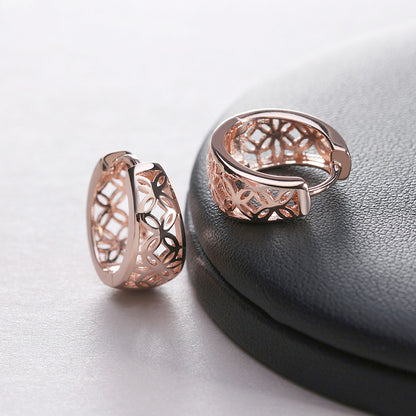 Filigree Wide Hoop Earrings for Women White Gold Plated Ginger Lyne Collection - Rose Gold