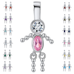 Load image into Gallery viewer, Baby Birthstone Pendant Charm by Ginger Lyne, Boy October Pink Cubic Zirconia Sterling Silver - Boy October
