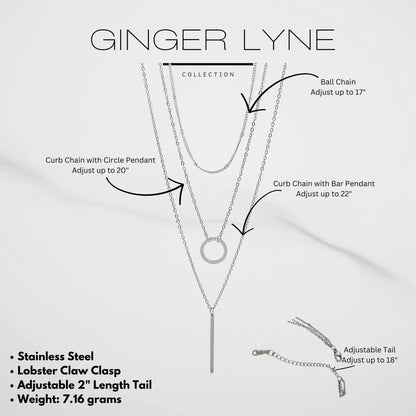 LayeredBoxBeadandBarPendantChainNecklaceforWomenbyGingerLyneSilverToneStainlessSteel_Silver-4