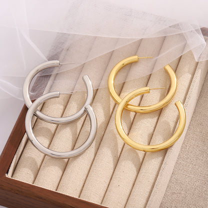 HollowTubeHoopEarringsforWomenbyGingerLyne2"GoldStainlessSteelLightweight_Gold-6