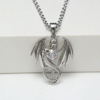 DragonNecklaceforMenorWomenStainlessSteelCzPunkGothicGingerLyneCollection_Silver-5