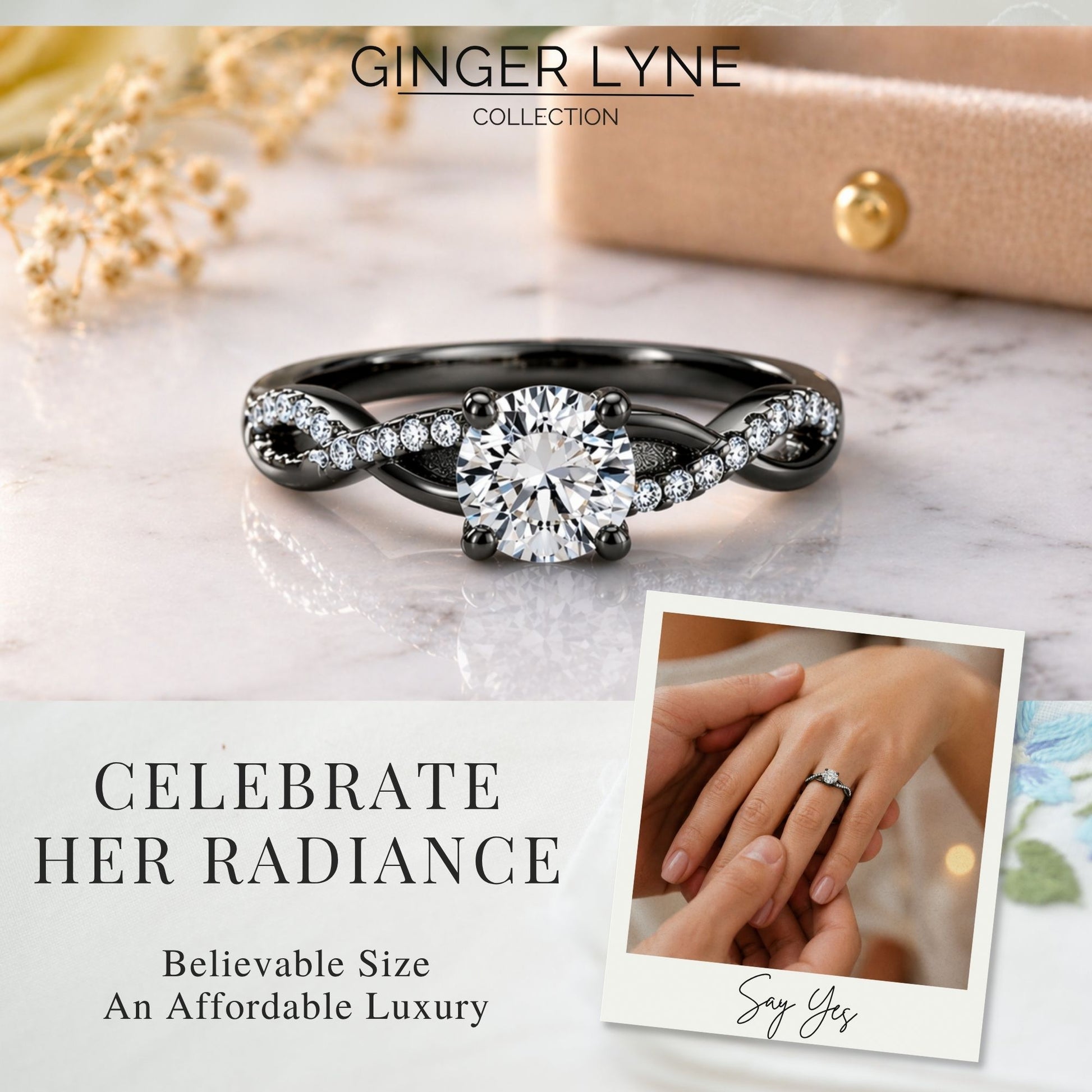 QueenaSolitiareBlackEngagementRingforWomenSterlingSilverCZGingerLyneCollection_BlackClearStones-4