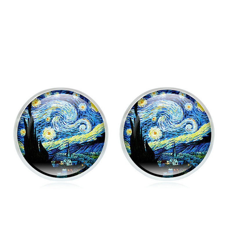 Starry Nights Round Stud Earrings Silver Plated Womens Ginger Lyne Collection