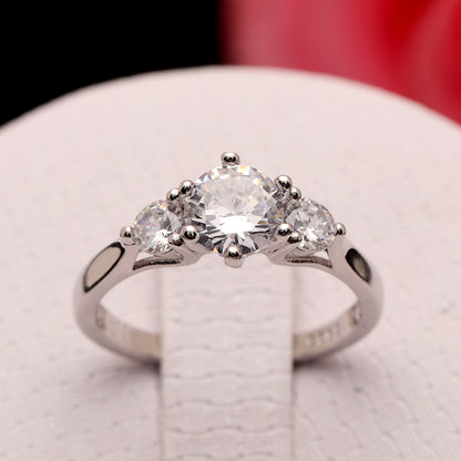 Noel Engagement Ring Womens Sterling Silver 3 Stone Cz Ginger Lyne Collection