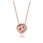 Load image into Gallery viewer, Heart Pendant Chain Necklace Rose Sterling Silver Cz Women Ginger Lyne Collection - Rose Gold
