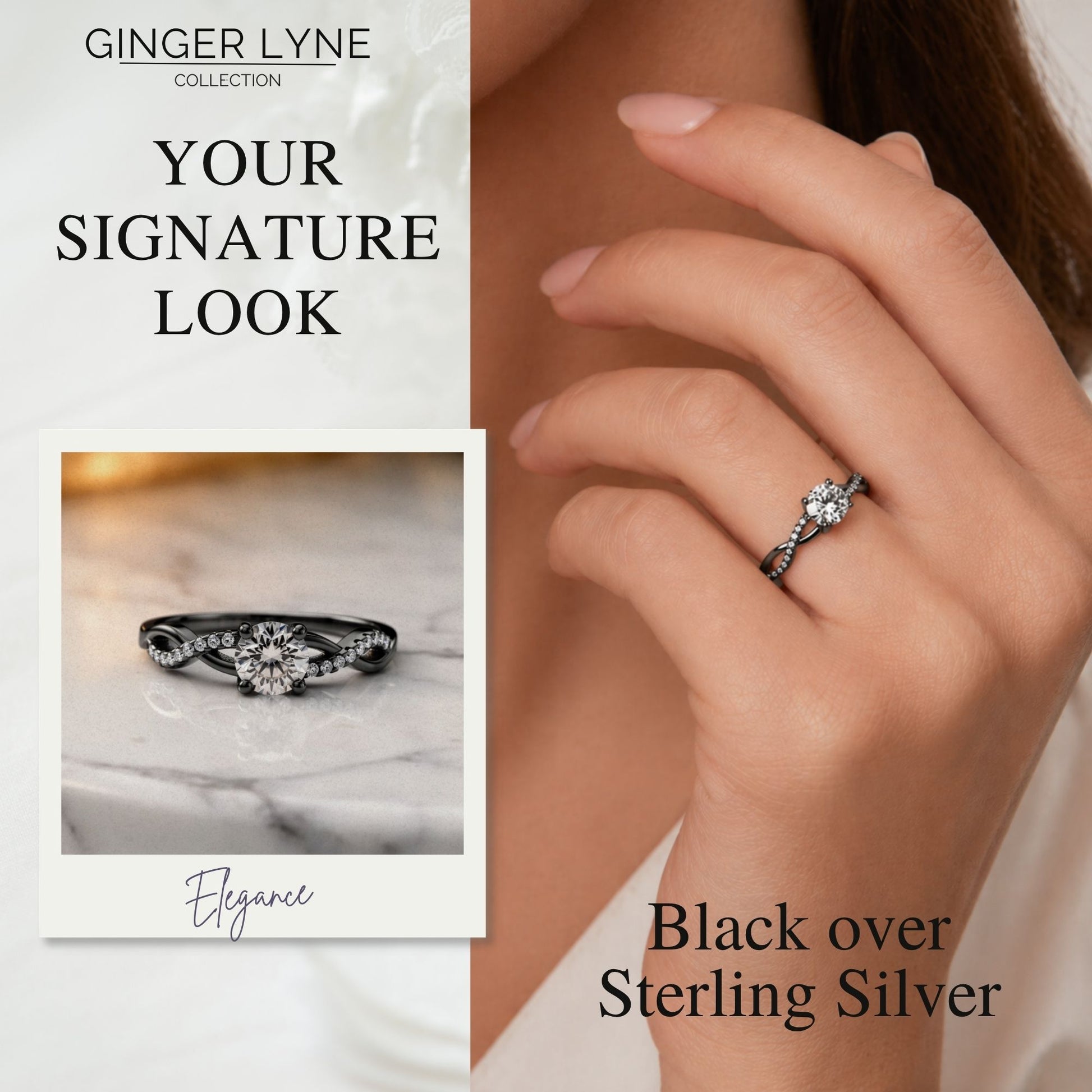 QueenaSolitiareBlackEngagementRingforWomenSterlingSilverCZGingerLyneCollection_BlackClearStones-7