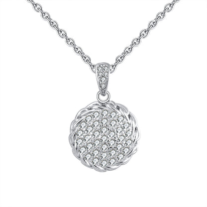 Round Pave Pendant Chain Necklace for Women  Sterling Silver Ginger Lyne Collection