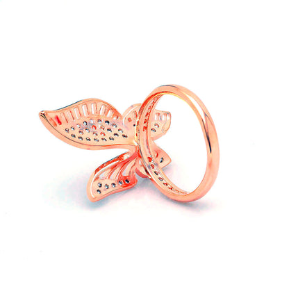 Butterfly Statement Ring Rose Gold Plated Cz Ginger Lyne Collection