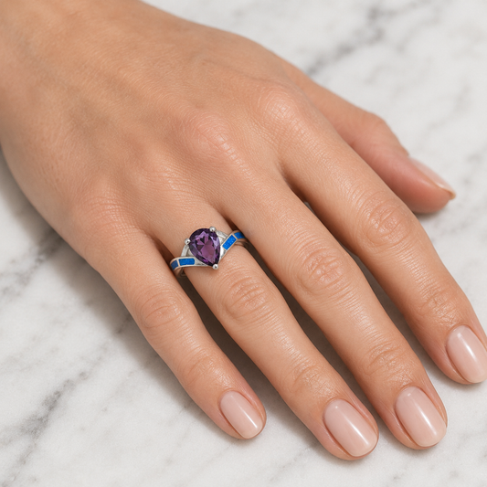 BonnieRingPurplePearBlueFireOpalCubicZirconiaWomenGingerLyneCollection_Silver-1