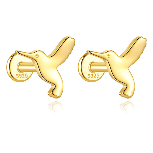 HummingbirdFlatBackEarringsforCartilageHelixTragusLobe14ktGoldPlatedSterlingSilverPairbyGingerLyne_Gold-1