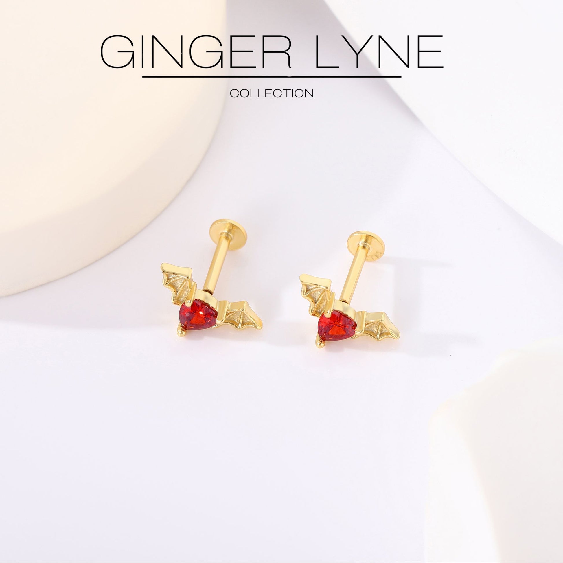 FlyingBatFlatBackEarringsforWomenSterlingSilver16gCartilageHelixLobeBodyPiercingStudGingerLyne_Gold-5