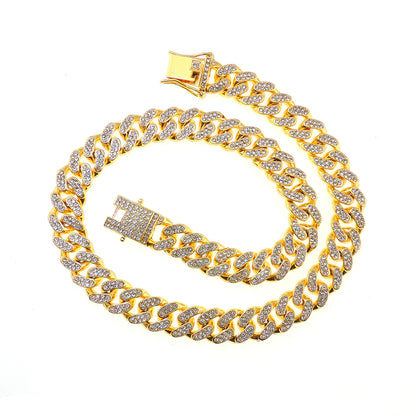 Gold Cuban Link Chain Necklace Iced Out Hip Hop Men Women Ginger Lyne Collection - 8 Inch Gold