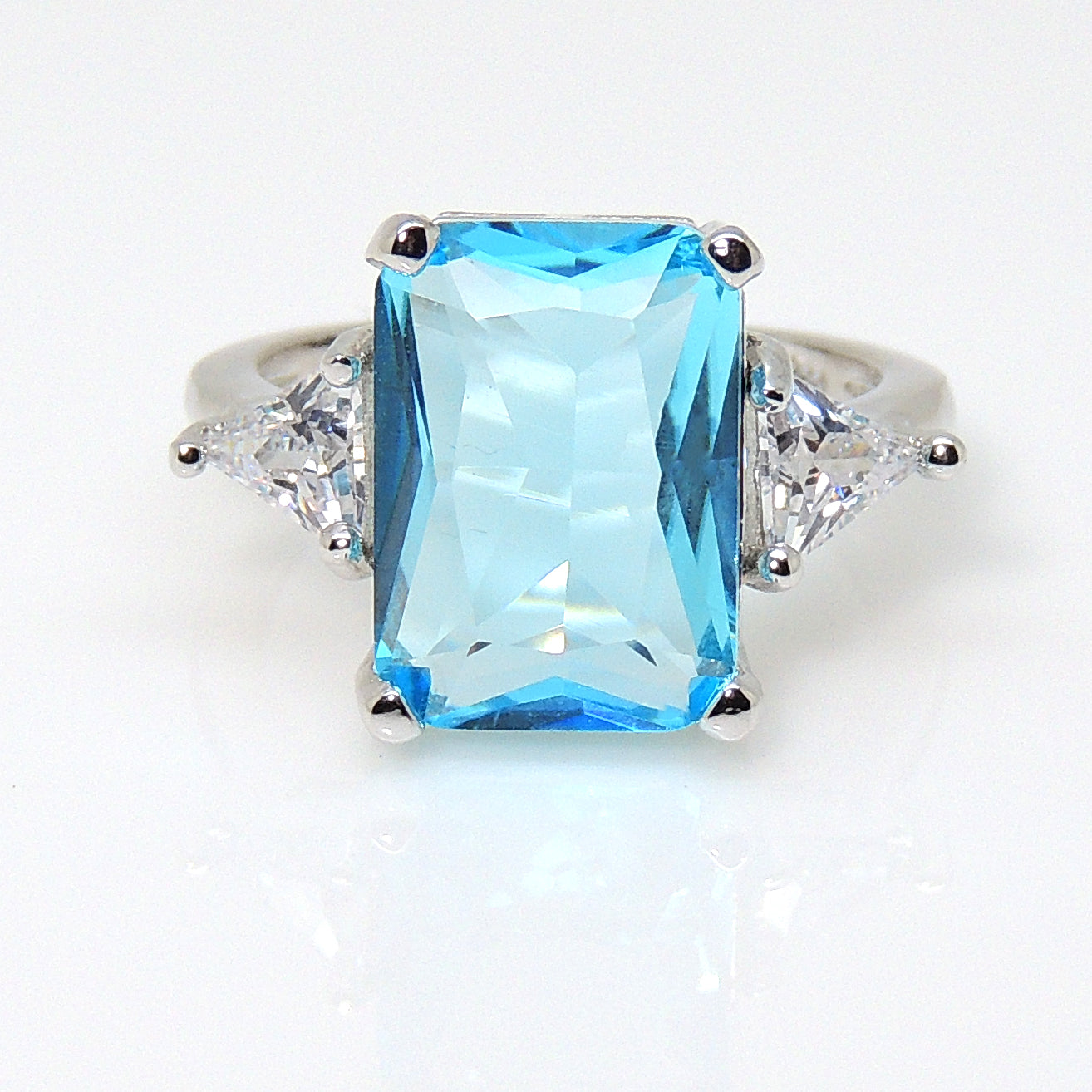 Myriam Statement Ring Created Emerald Blue Topaz Womens Ginger Lyne Collection Size 9