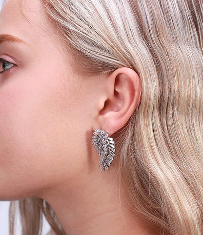 CurvedLeafStudDropEarringsforWomenClearCubicZirconiaGingerLyneCollection_Silver-3