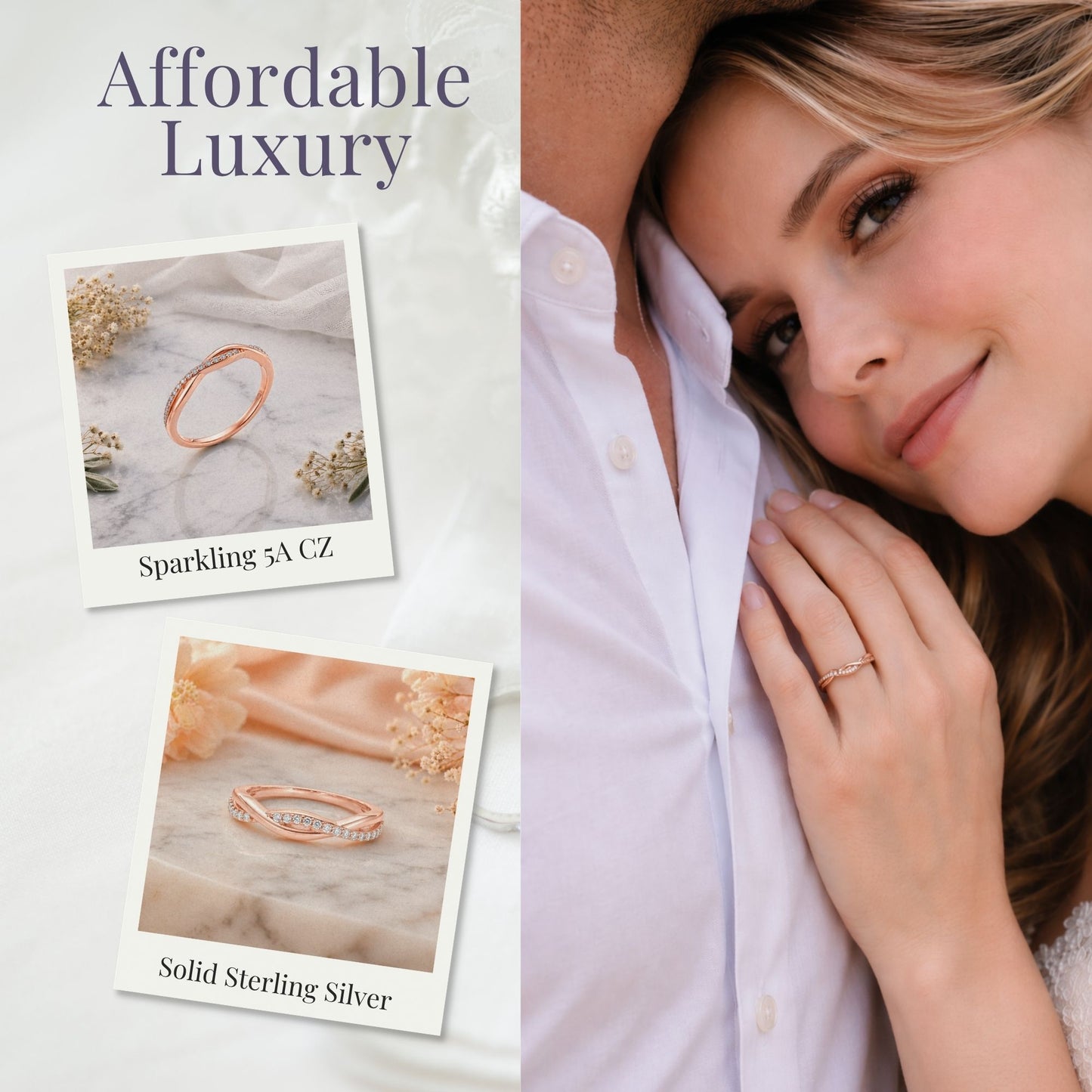 QueenaSterlingSilverWeddingBandforWomenHalfEternityCzAnniversaryRingbyGingerLyneCollection_RoseGoldoverSilver-5