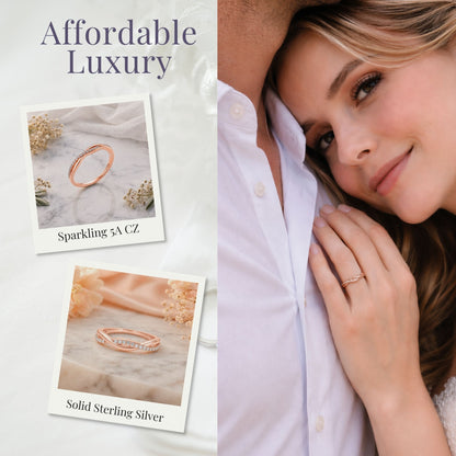 QueenaSterlingSilverWeddingBandforWomenHalfEternityCzAnniversaryRingbyGingerLyneCollection_RoseGoldoverSilver-5