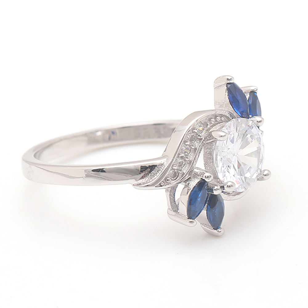 Cherish Engagement Ring Sterling Silver Blue Marquise Women Ginger Lyne Collection