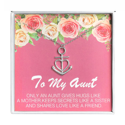 Aunt Greeting Card Sterling Silver Anchor Heart Necklace Women Ginger Lyne Collection