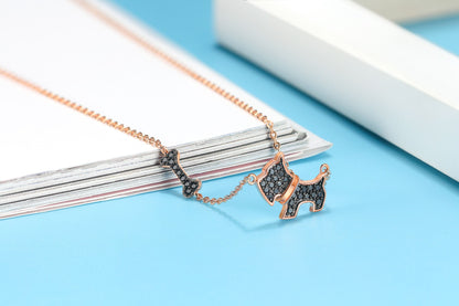 Scottie Dog Bone Earring Necklace Set for Girls and Women Sterling Silver Ginger Lyne Collection