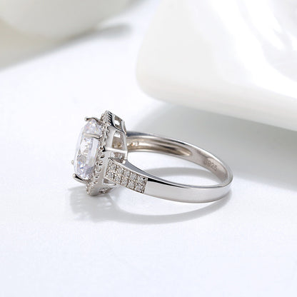 Halo Bridal Engagement Ring for Women 4 CT CZ Sterling Silver Ginger Lyne Collection