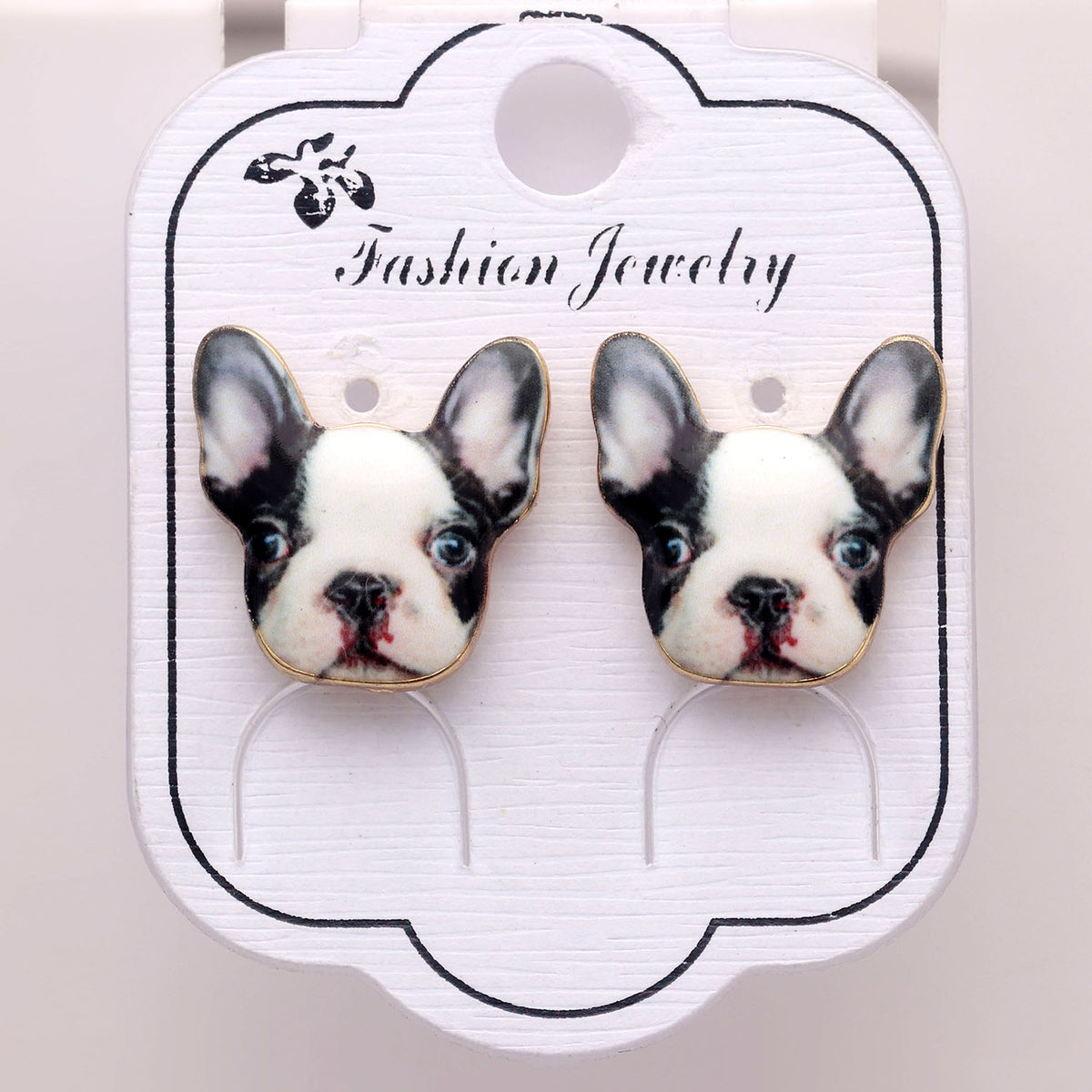 French Bulldog Boston Terrier Stud Earrings Enamel Colorful From the Ginger Lyne Collection - Style 5