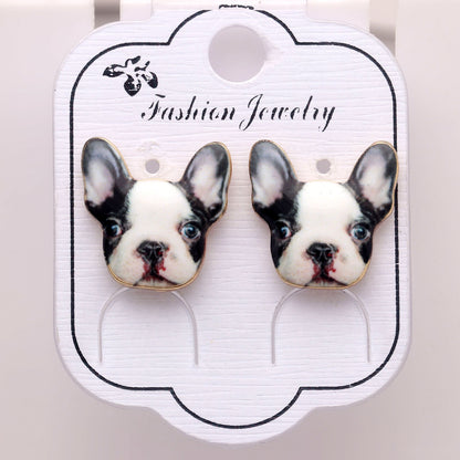 French Bulldog Boston Terrier Stud Earrings Enamel Colorful From the Ginger Lyne Collection - Style 5