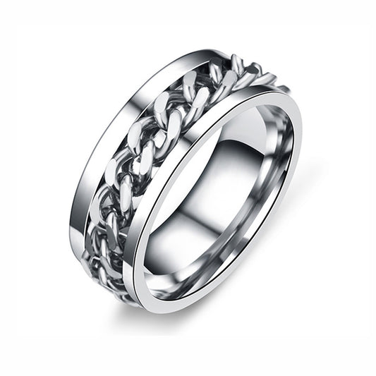 SpinnerWeddingBandRingStainlessSteel8mmMenWomensGingerLyneCollection_Silver-1