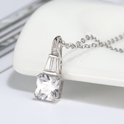 Square Trillion Pendant Necklace for Women Sterling Silver Ginger Lyne Collection - White Gold