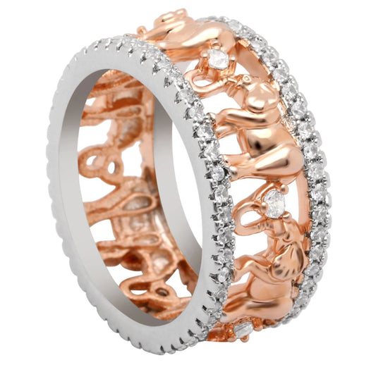 Elephant Ring Wide Band Rose Gold Plate Crystal Girl Women Ginger Lyne Collection - 10