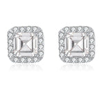 Load image into Gallery viewer, Square Halo Stud Earrings for Women Clear Cz Sterling Silver Womens Ginger Lyne Collection - White Gold

